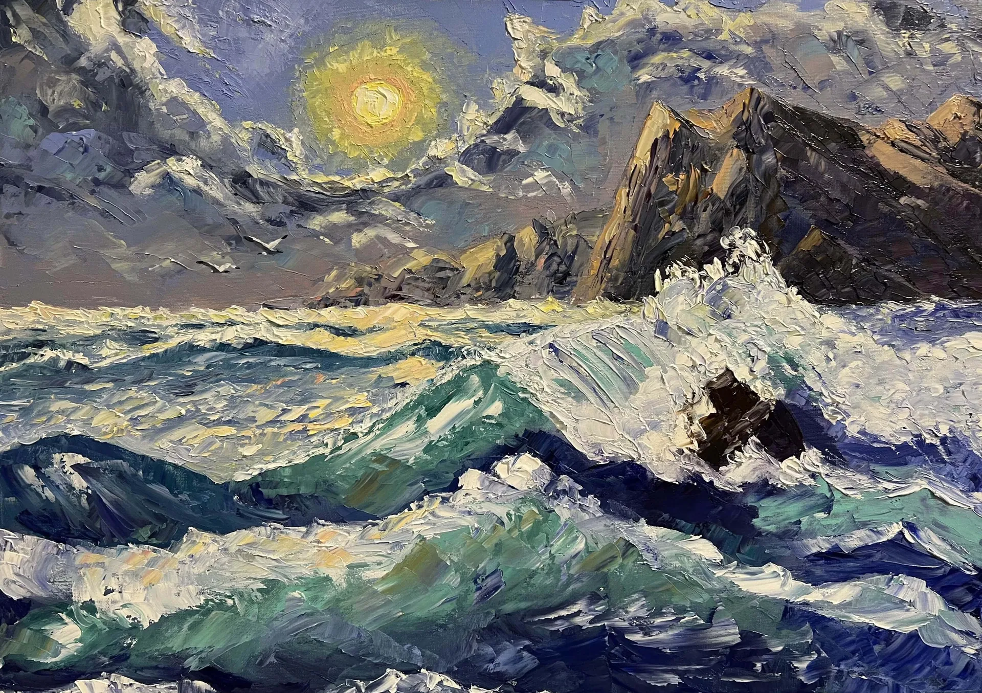Буревестники. Масло, холст, 60 × 70 см