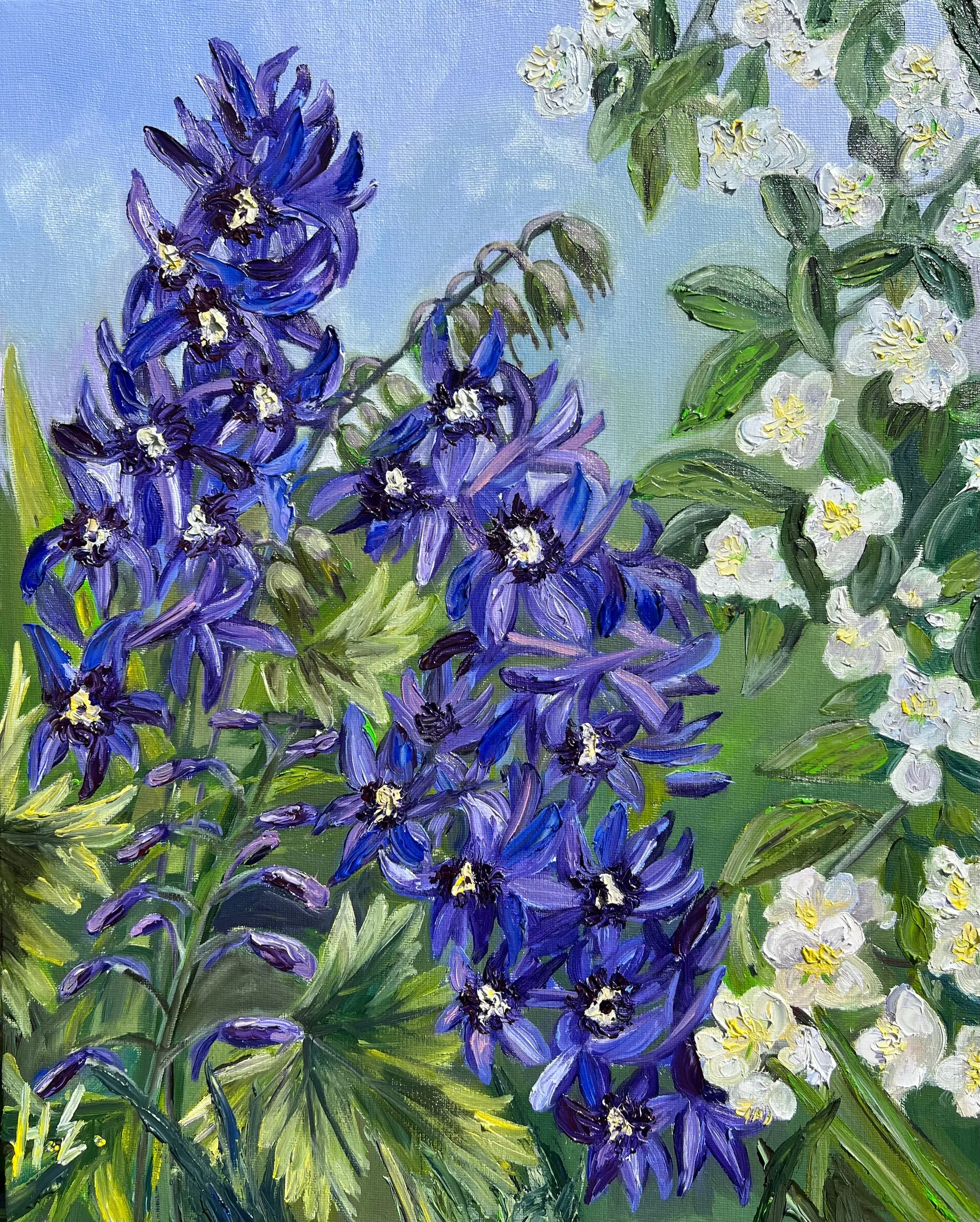 Delphiniums and Jasmine