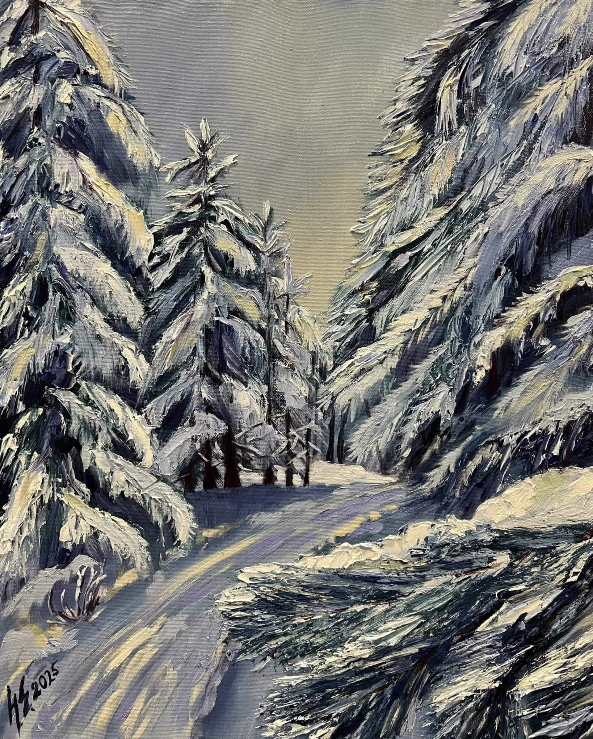 Ёлки в снегу. Масло, холст, 40 × 50 см