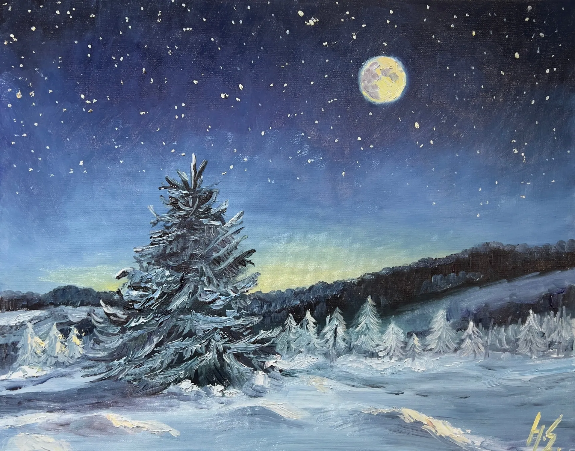 Февральская ночь. Техника уточняется, 40 × 50 см