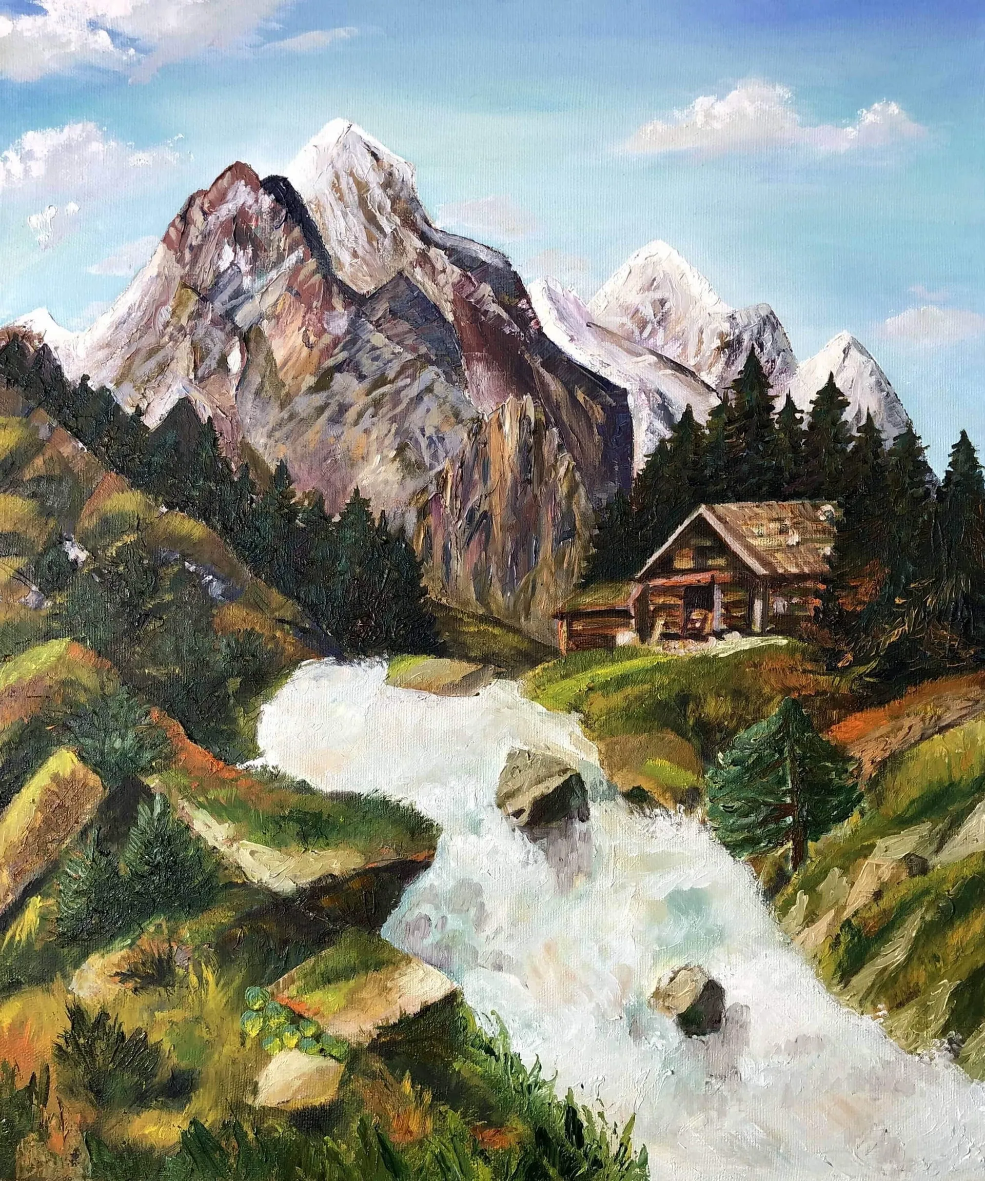 Горная река. Масло, холст, 70 × 50 см