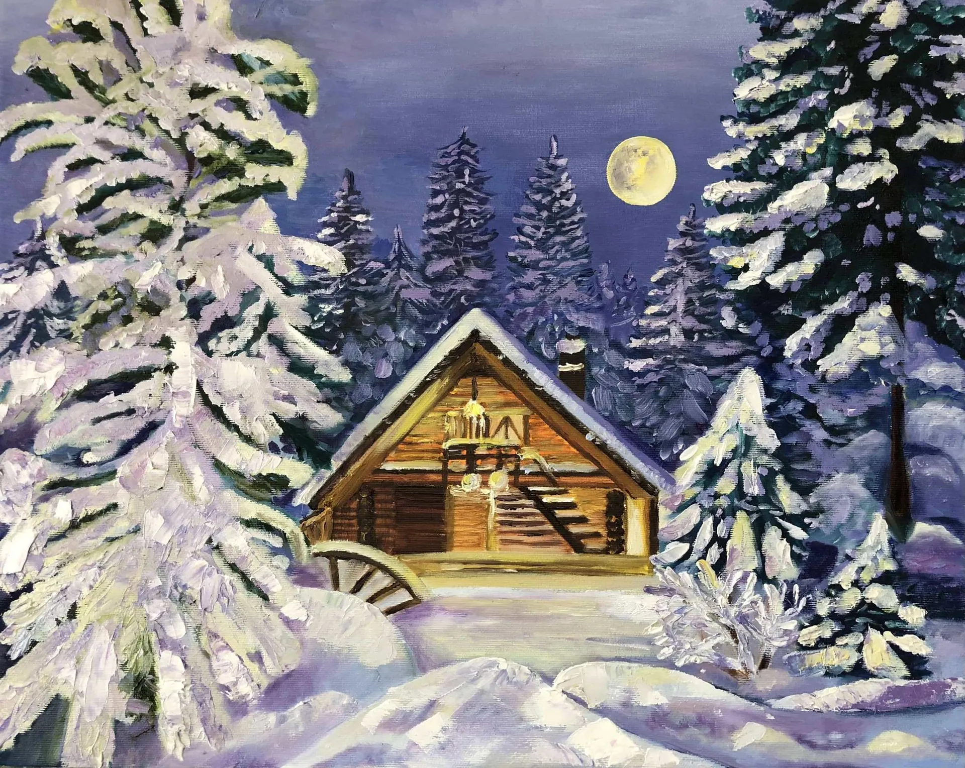 Cabin in the Woods. Oil on canvas, 40 × 60 cm