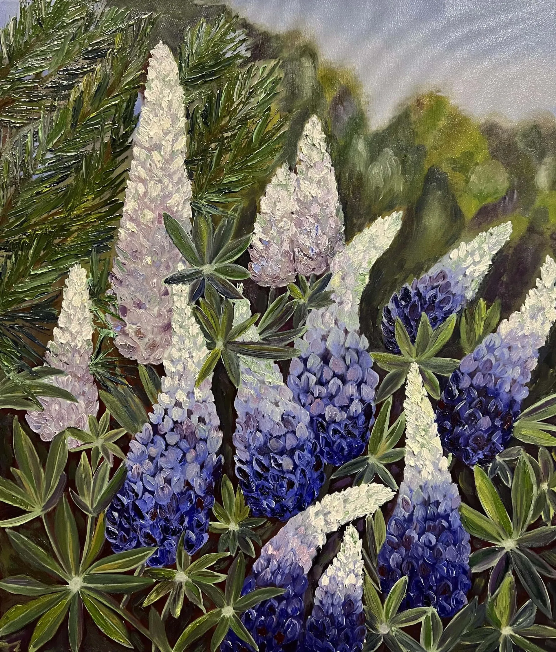 Люпины. Масло, холст, 60 × 70 см
