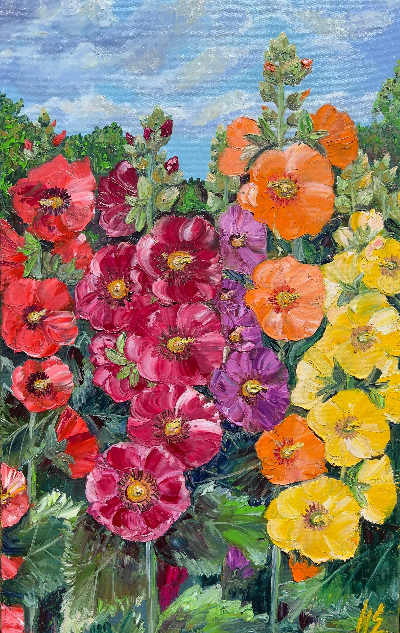 Мальвы. Масло, холст, 60 × 80 см