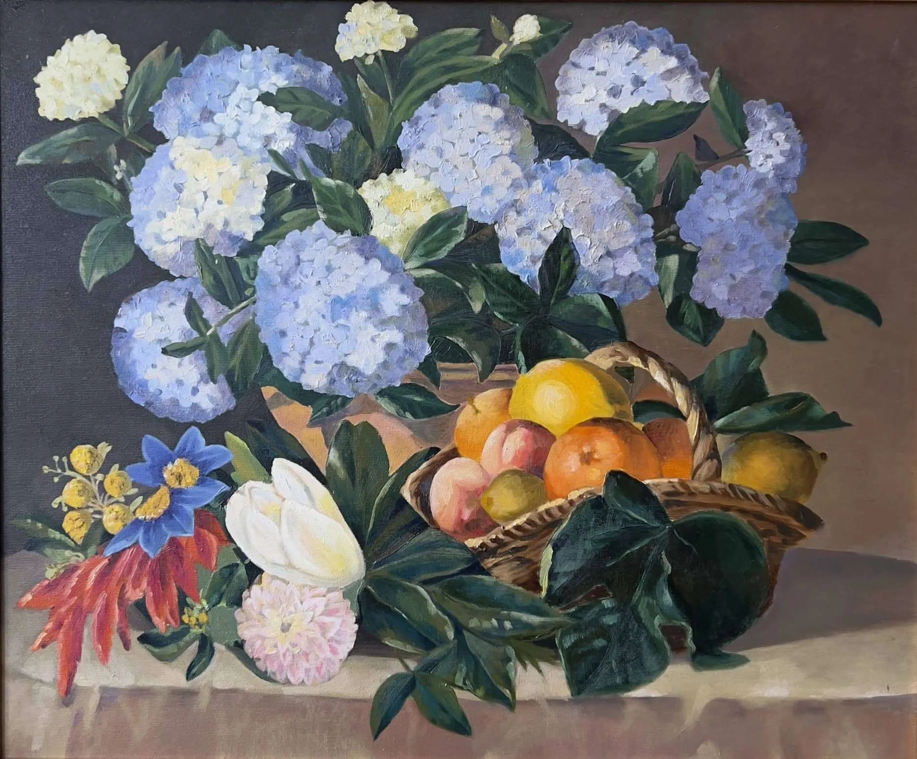 Натюрморт с гортензиями. Масло, холст, 50 × 60 см