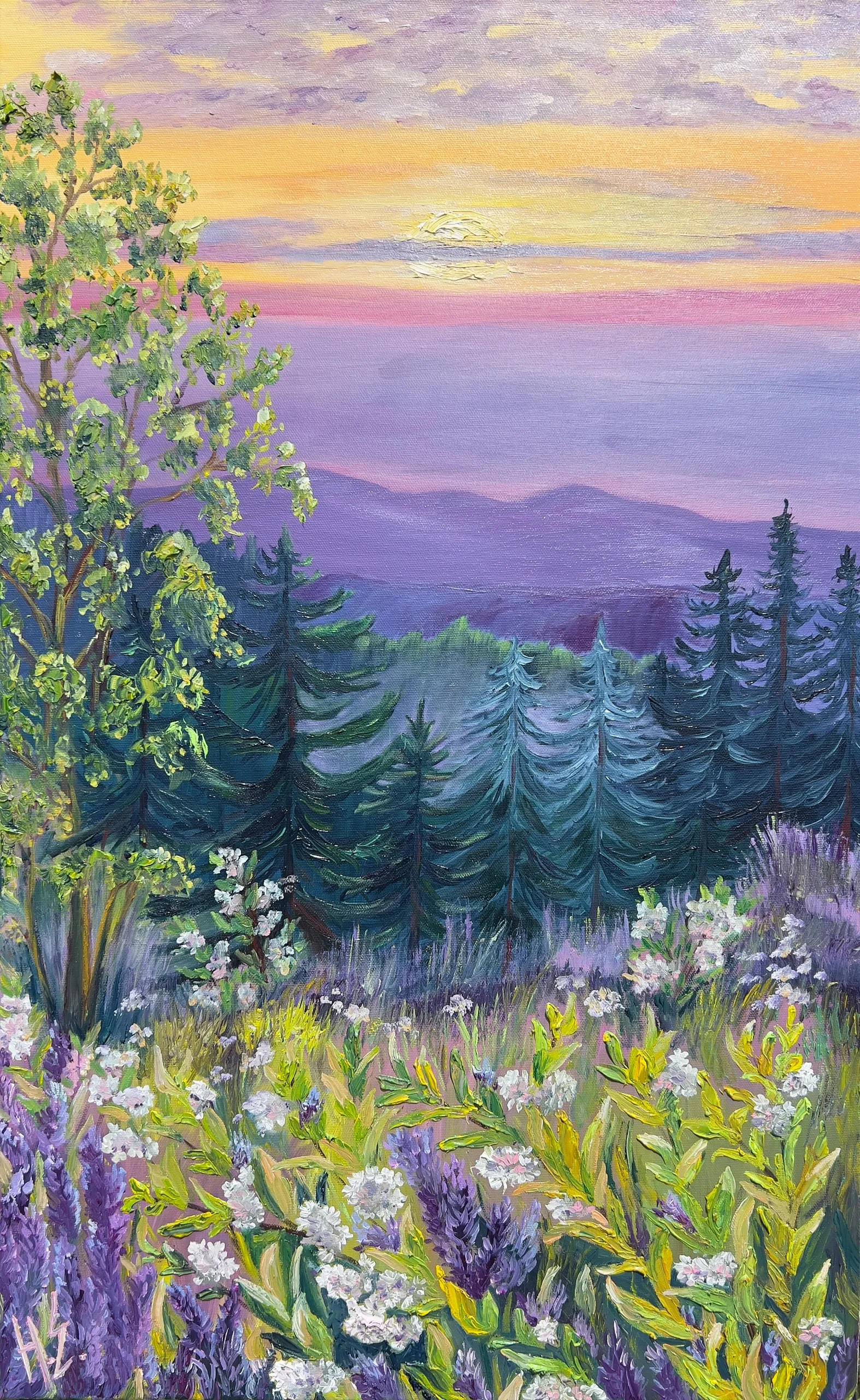 Персиковый закат. Масло, холст, 50 × 80 см