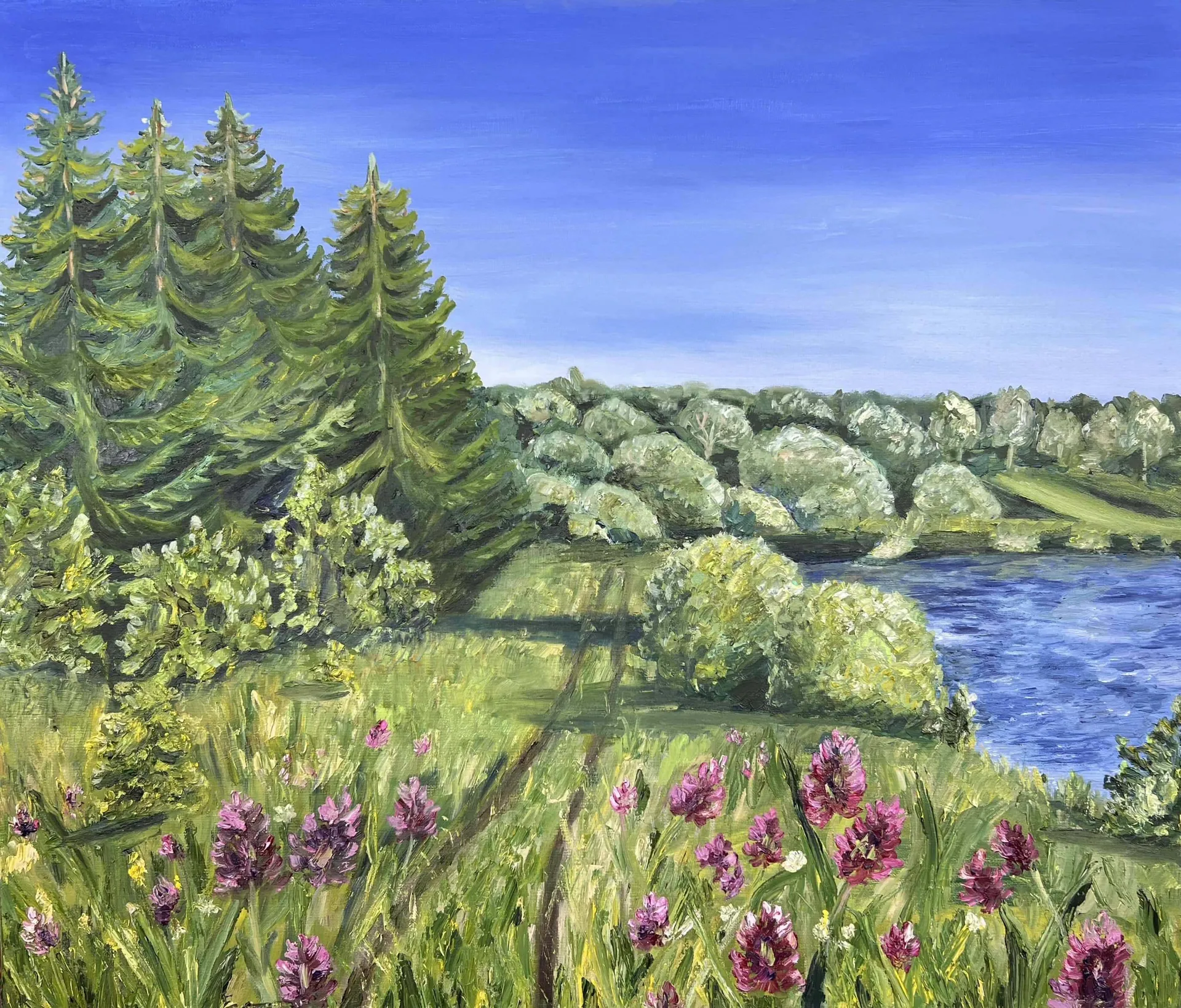 Pond at the Forest Edge. Oil on canvas, 60 × 70 cm