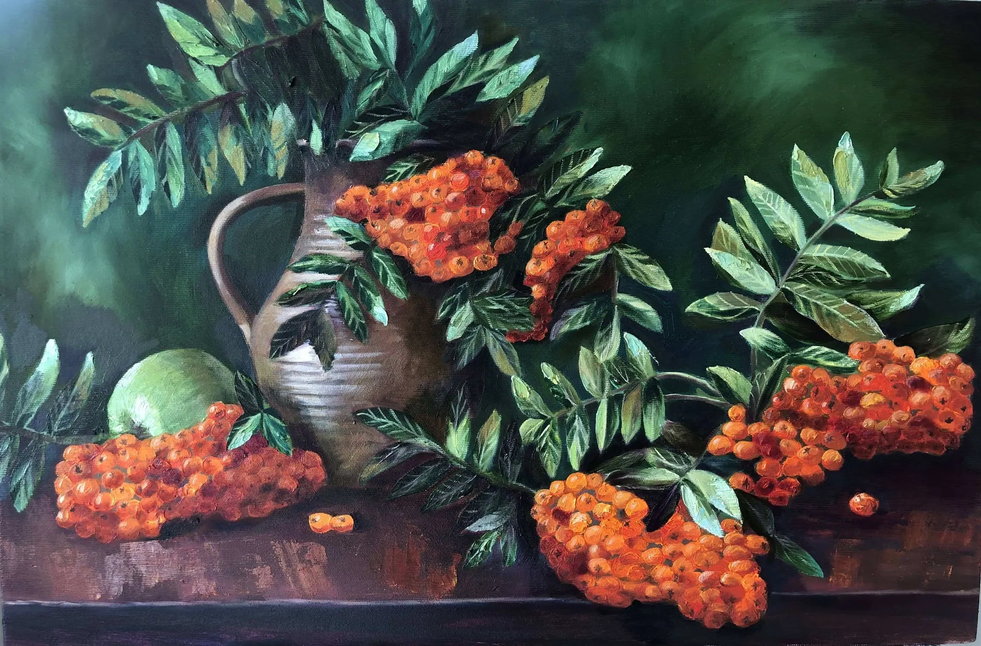 Рябина. Масло, холст, 40 × 70 см