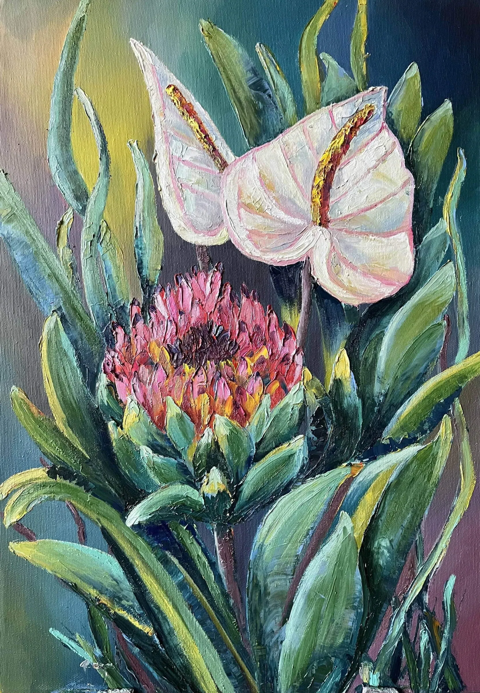 Тропические цветы. Масло, холст, 35 × 50 см