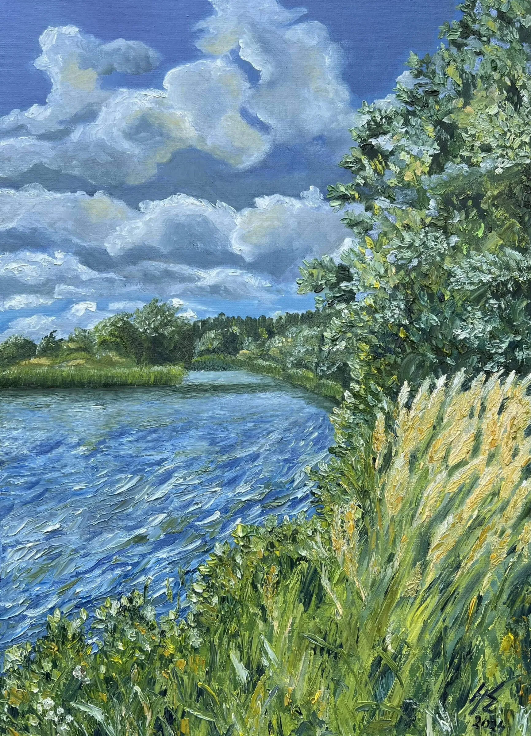 Тучи над прудом. Масло, холст, 50 × 70 см
