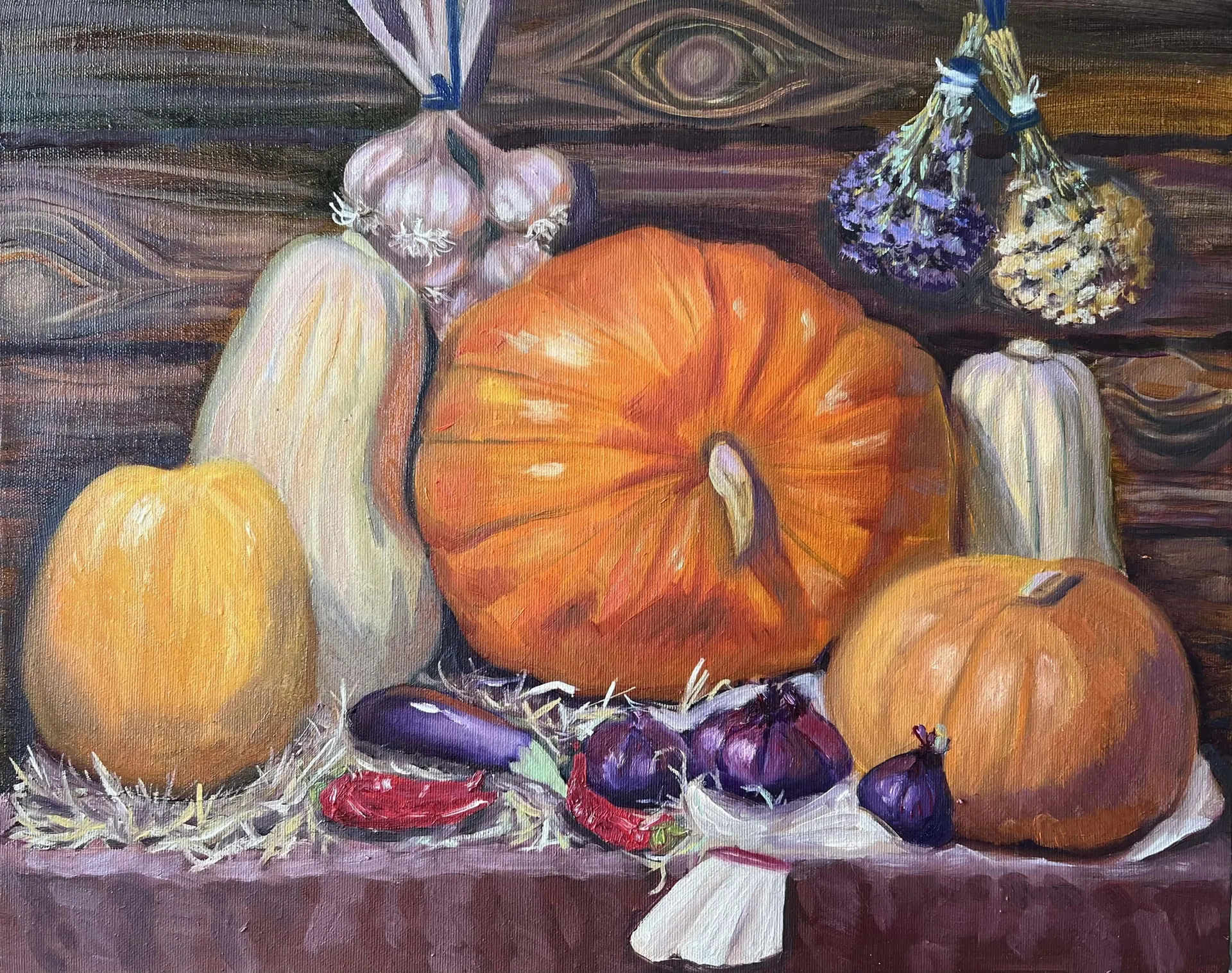 Тыквы. Масло, холст, 40 × 50 см