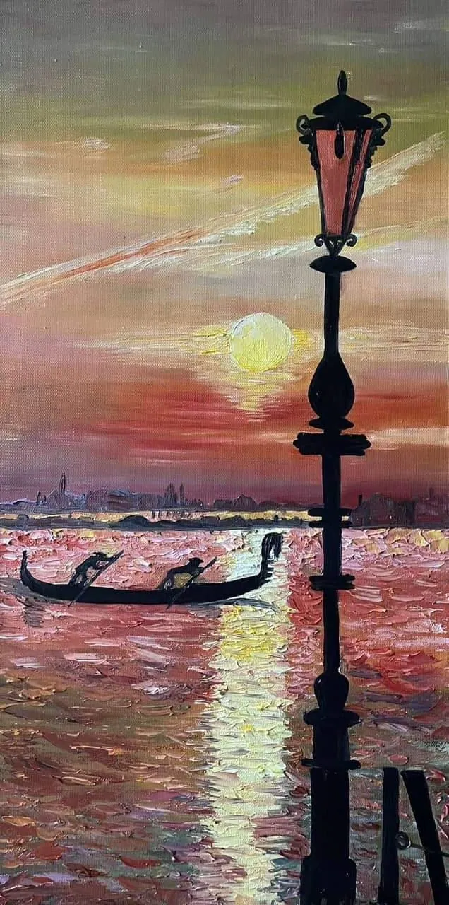 Закат над Венецией. Масло, холст, 30 × 60 см
