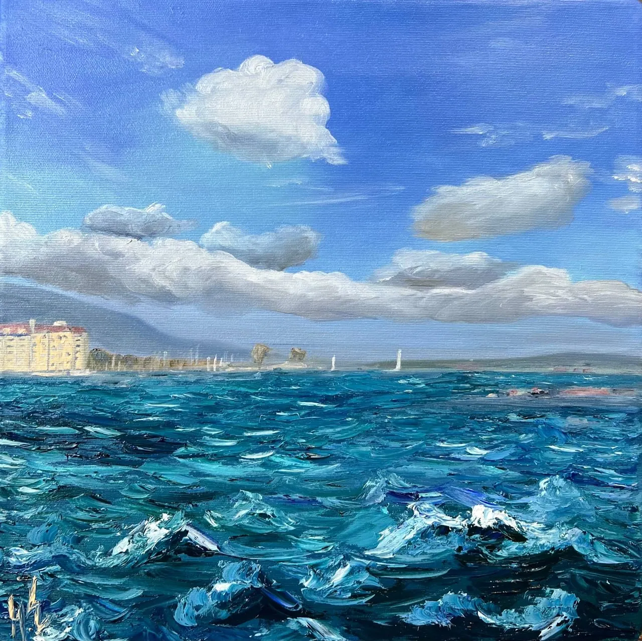 Женевское озеро. Масло, холст, 40 × 40 см