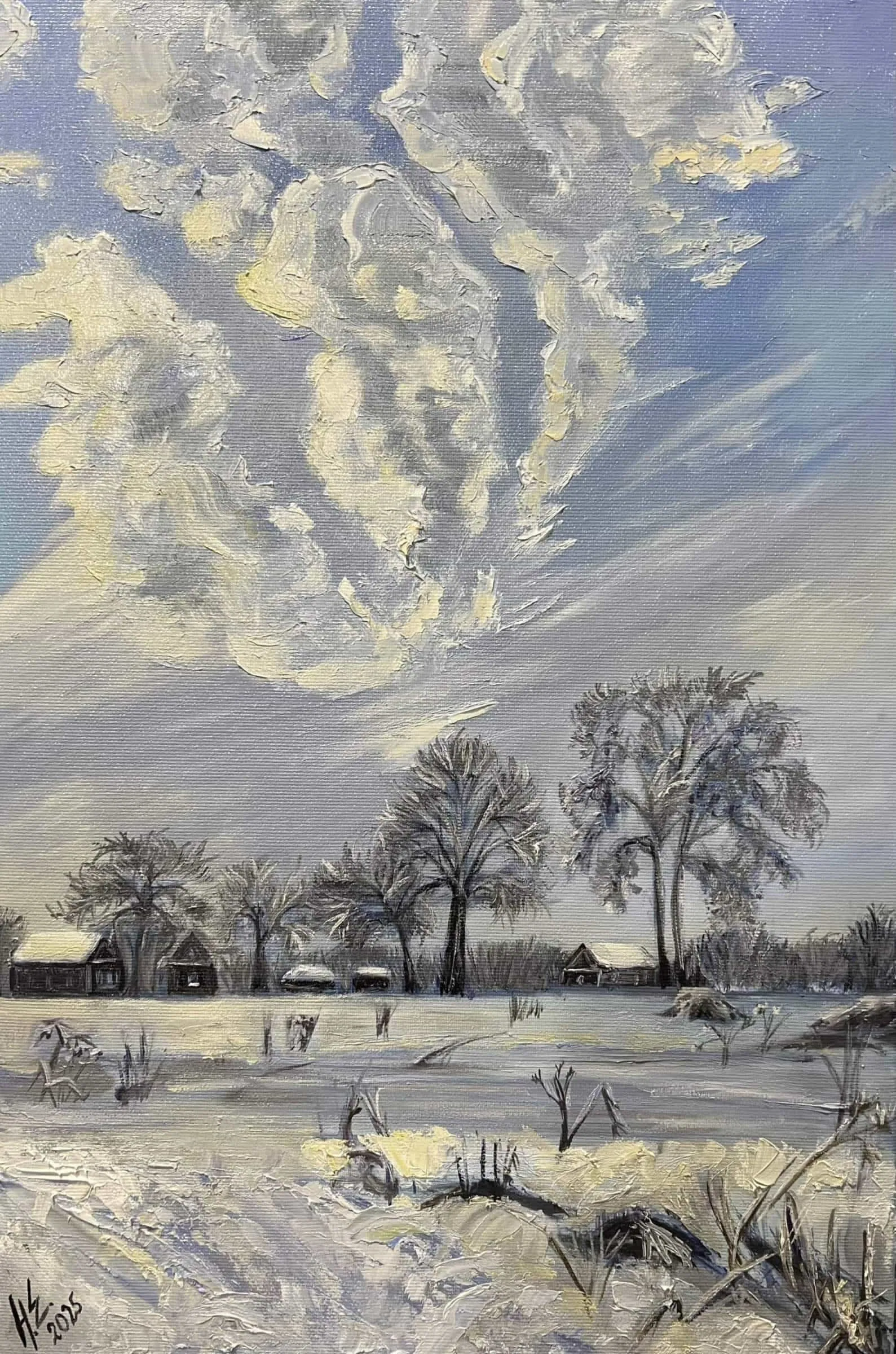 Зимняя деревня. Масло, холст, 40 × 60 см